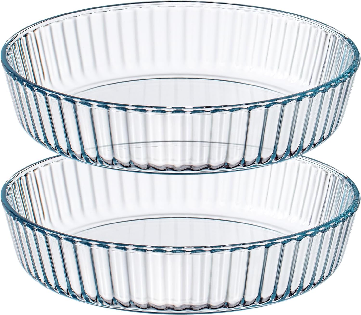 2 Pcs Glass Pie Pan for Baking 10.3 Inch Clear Pie Plate Baking Dish Non Stick Round Pie Tin Borosilicate Glass Cake Tin for Multiple Pies Baking, Microwave Dishwasher