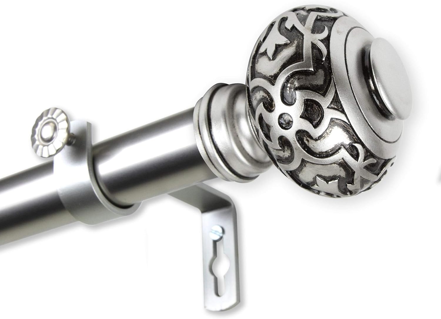 Sycamore 1 inch Diameter Adjustable Curtain Rod Satin Nickel 66 to 120 inches Silver Finish