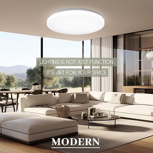 Miniatura 10 de Hamilyeah Lámpara de techo de montaje empotrado de 20 pulgadas, regulable, luz de techo de 48 W con pantalla de tela, luz diurna de 5000 K, lámpara