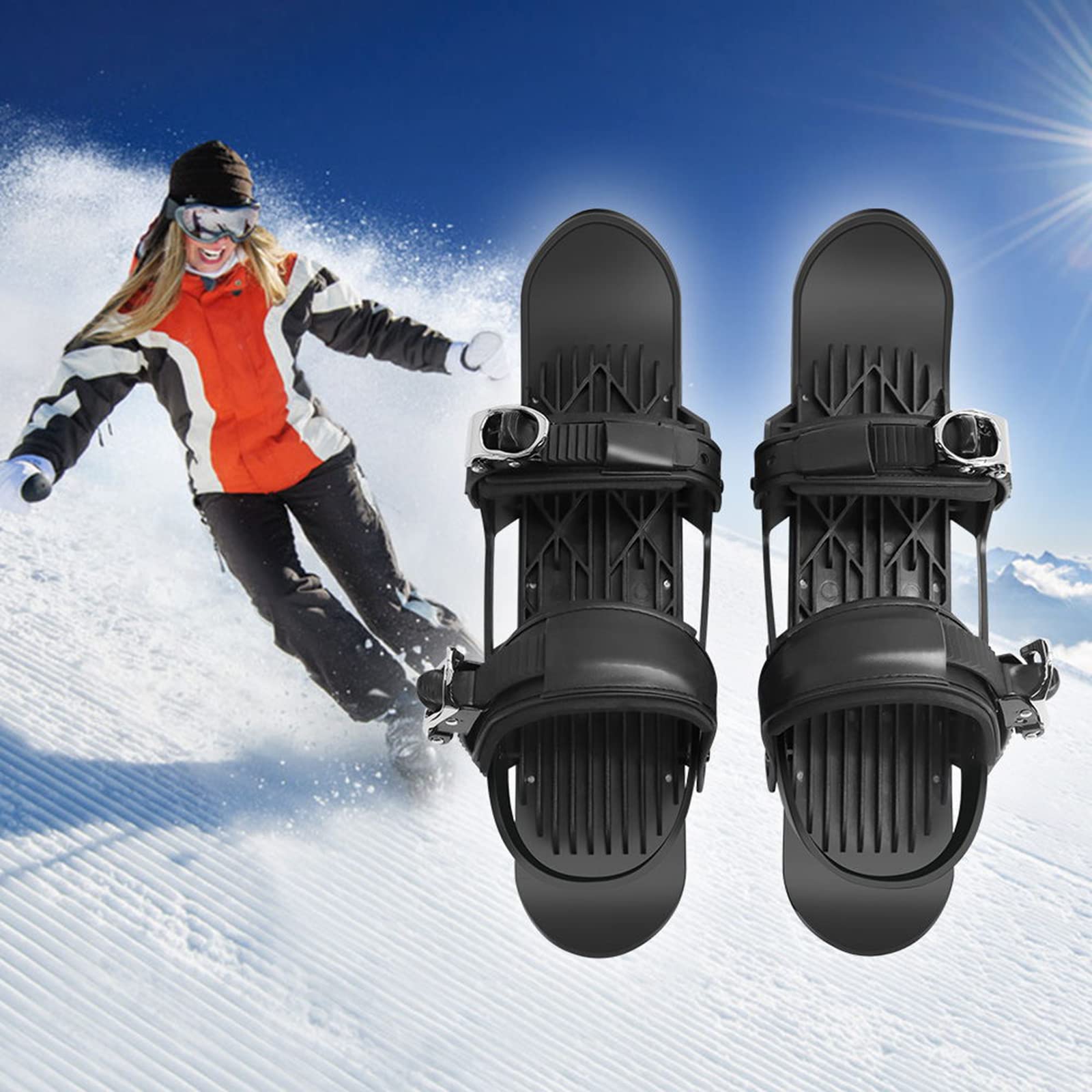 Mini buty snowboardowe Narty do butów zimowych Krótkie łyżwy Snowboard Skiboardy Zimowe sporty na świeżym powietrzu Snowboard Sled,Black