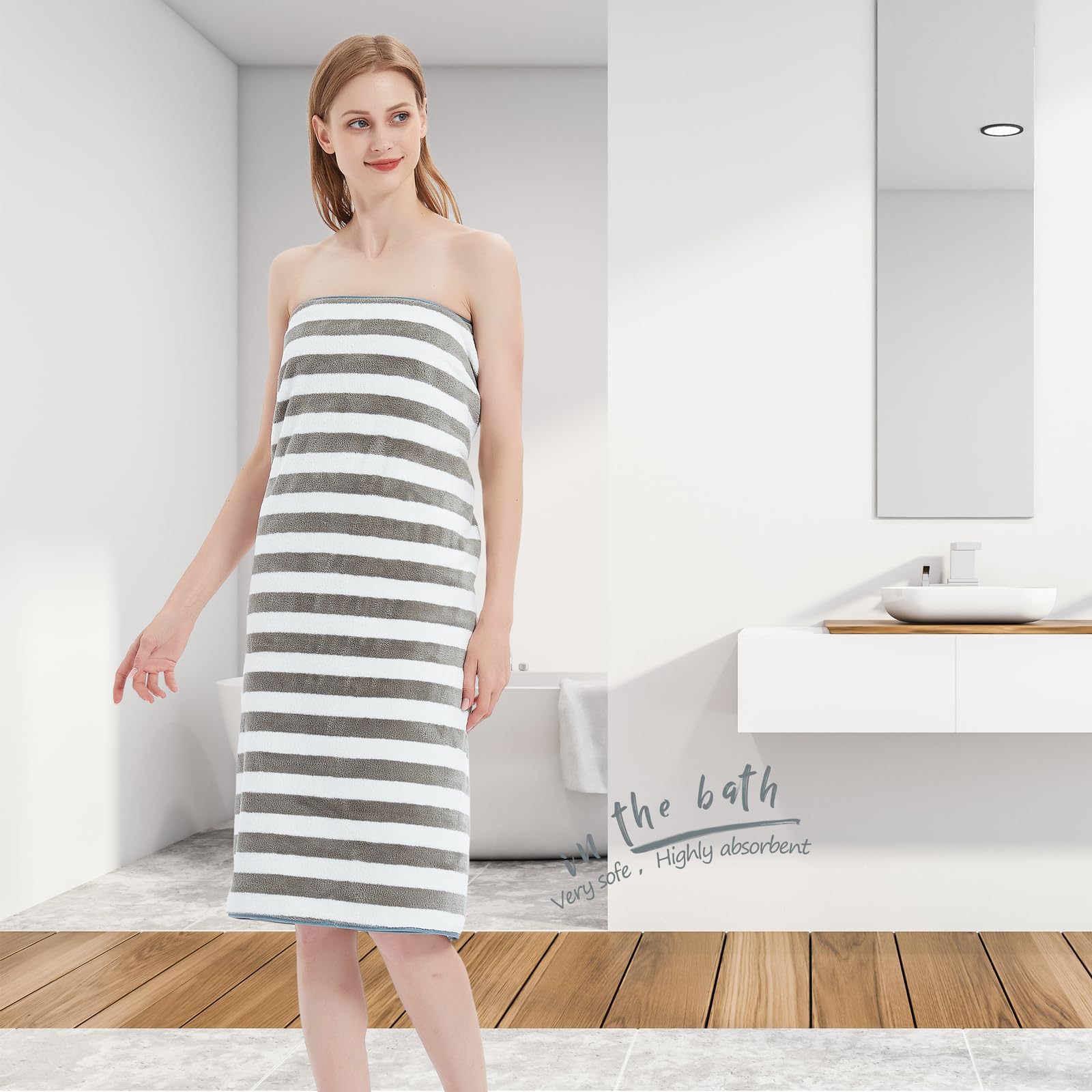 OLESTER Microfiber Bath Towel 1 Grey Towels for Shower Pool Beach Bathroom Super Absorbent Soft Quick Dry Lightweight