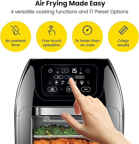 Miniatura 3 de CHEFMAN Freidora de aire digital multifuncional+ asador, deshidratador, horno de convección y cazador rápido de huevos, vaporizador de alimentos y