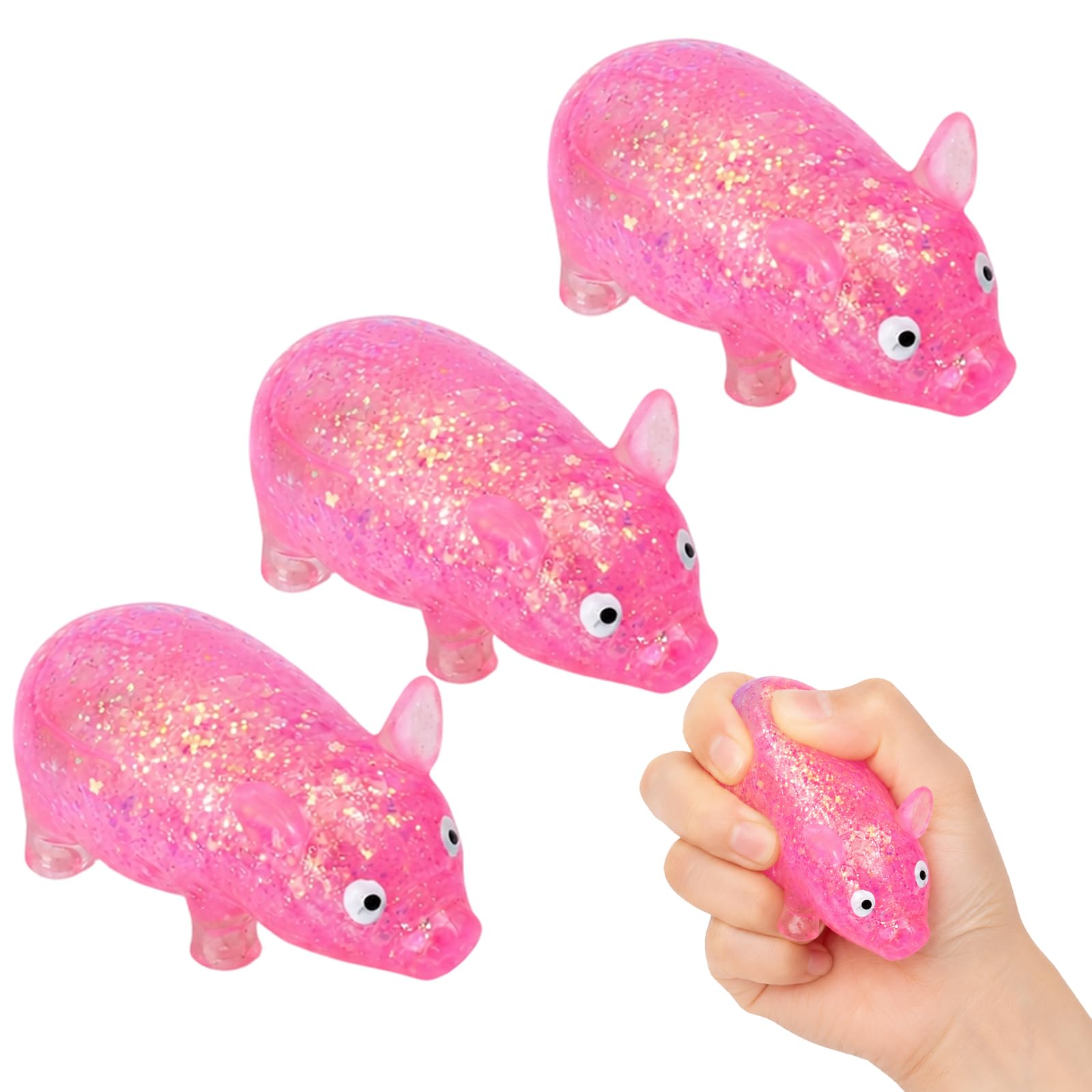 3 PCS Pig Squishy, Squishy Pig, Pink Stress Ball, Funny Squeezes Animals for Office Decompression, Lasting Emotion Relief