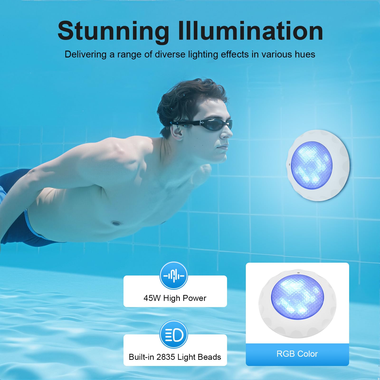 Schwimmbad Licht, Led Schwimmende Poolbeleuchtung, 2835 Lichtperlen, Rgb-lichtfarbe, Kann In Hotelschwimmbecken, Disco-schwimmbecken, Außenpools, Clubhouse, 3000lm, Wasserdichte Ip68