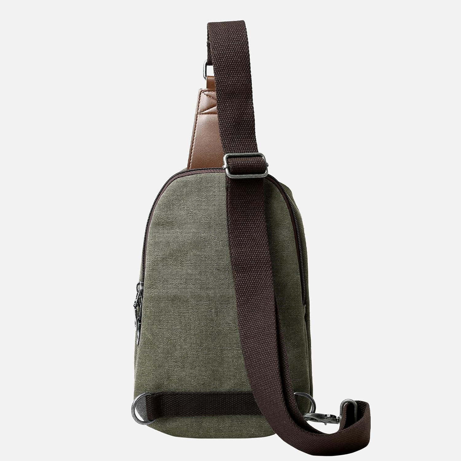 MOYYI Canvas Sling Bag Small Crossbody Bag for Men & Women, 2.5L Mini Casual Daypack Shoulder Bag, 2.5L Capacity (Green)
