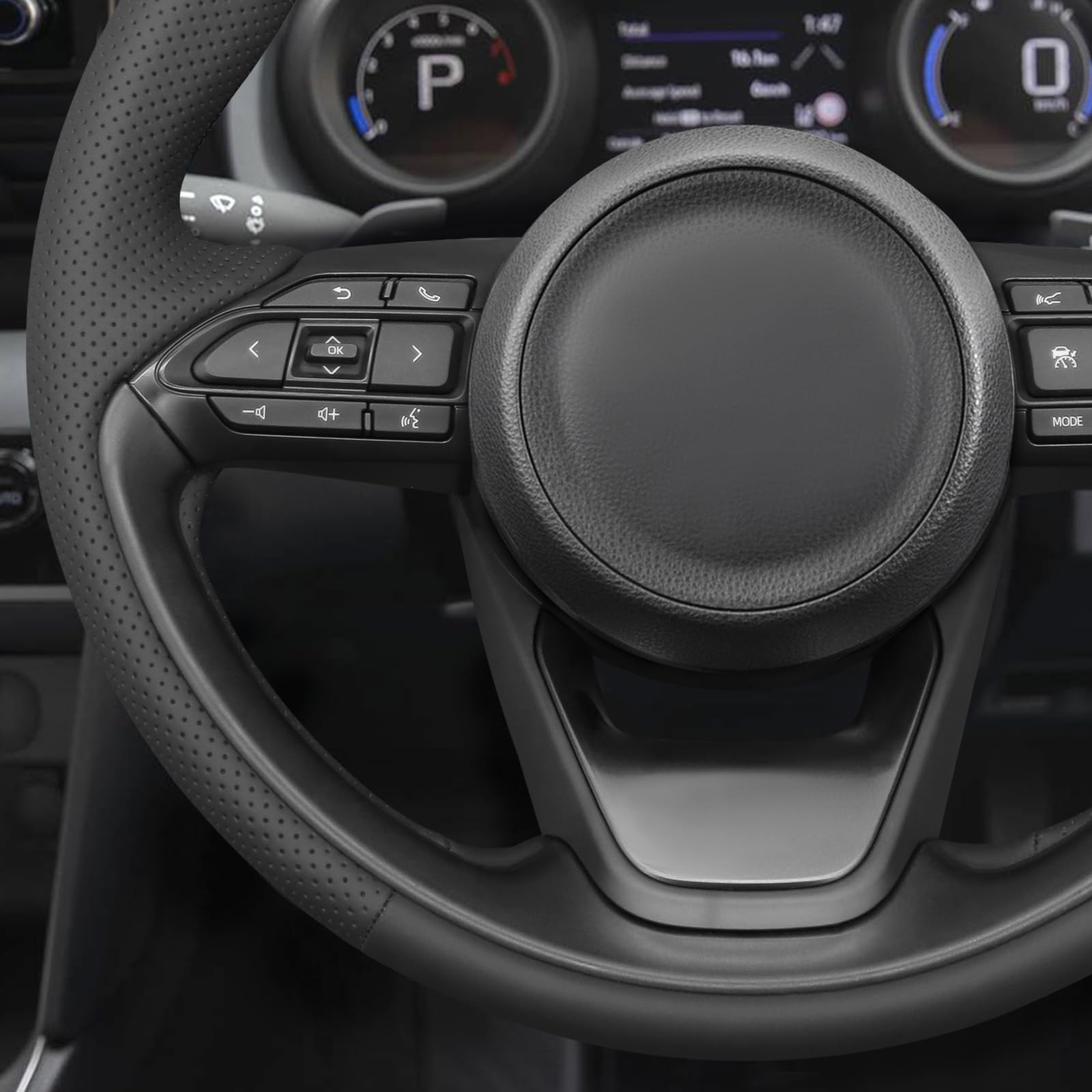 MEWANT Fundas para Volante de Coche Cosida a Mano para Toyota Yaris IV (XP210) 2020-2024 / Yaris Cross 2021-2024 / Aygo X 2022-2024 | Volante de Coche Cosida a Mano / Toyota Yaris IV (XP210) 2020-2024 / Yaris Cross 2021-2024 / Aygo X 2022-2024 Transpirabl