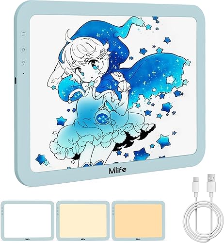 Mlife Caja de luz para trazado, atenuación continua, 6 ajustes de brillo de hasta 8860 lúmenes, tablero de luz de dibujo inalámbrico y portátil para Mlife Caja de luz para trazado, atenuación continua, 6 ajustes de brillo de hasta 8860 lúmenes, tablero de luz de dibujo inalámbrico y portátil para
