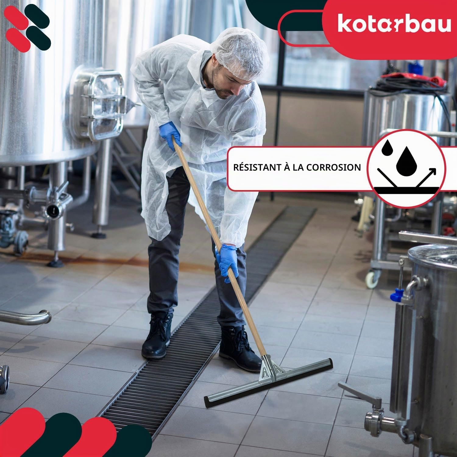 KOTARBAU® Raclette à Eau en Acier Inoxydable avec Double lèvre en métal 55 cm