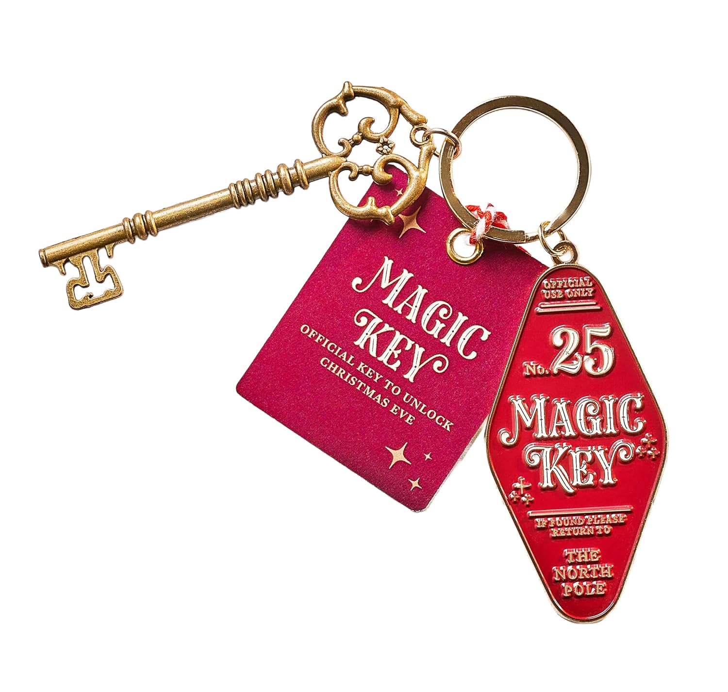 Magic Christmas Eve Key, Santa's Door Key with Tags, Festive Stocking Filler