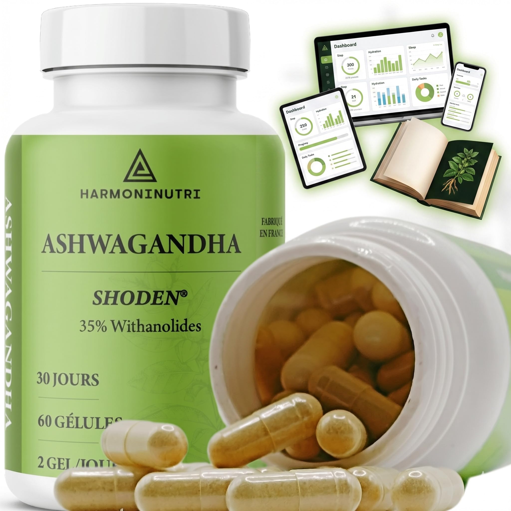 Ashwagandha EXTRA FORT 8000mg : et si votre cortisol sabotait sommeil et poids ? | Shoden® 35% Withanolides | EBOOK & SUIVI INCLUS | Facile à avaler | Plante adaptogène | Anti-Stress