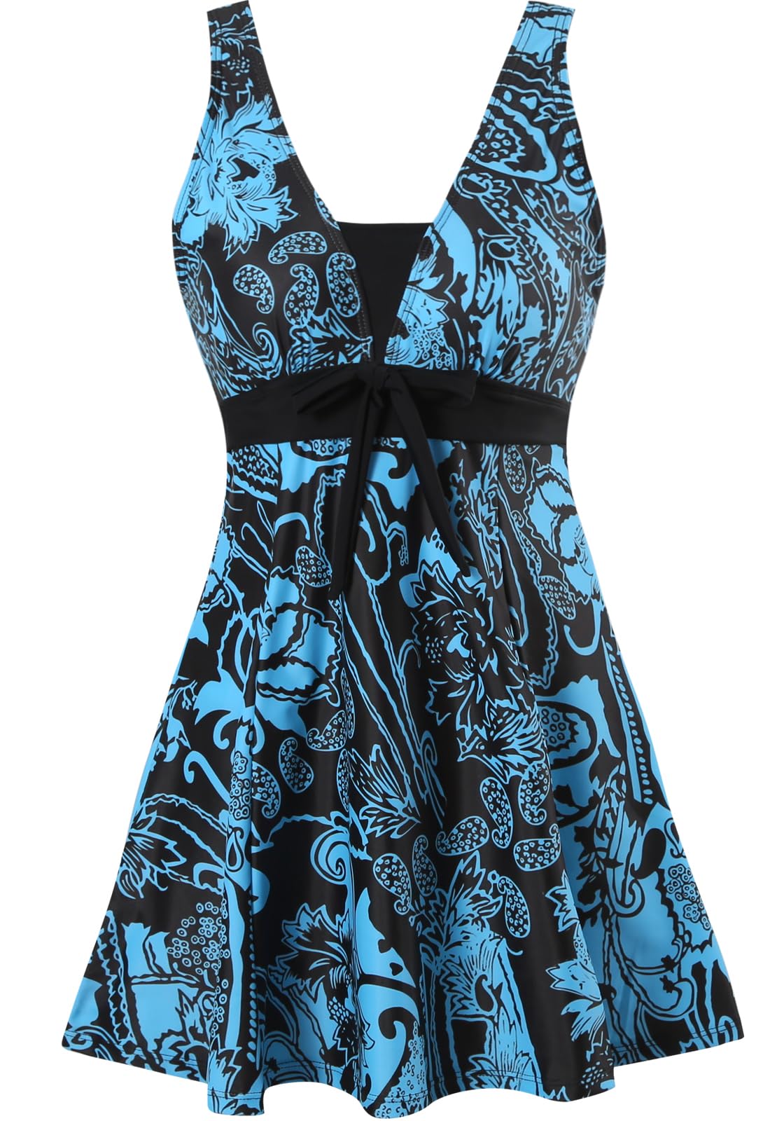 Badeanzug Damen Elegant Einteiliger Schwimmanzug Retro Strandmode Bademode Badeanzugkleid Baderock