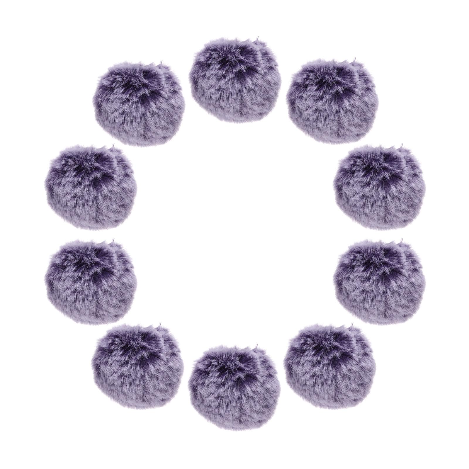 sourcing map 20Pcs Faux Fur Pom Pom Balls, 2 Inch Soft Fluffy Pompoms for Hats Keychains Scarves Gloves Bags Accessories, Purple/White