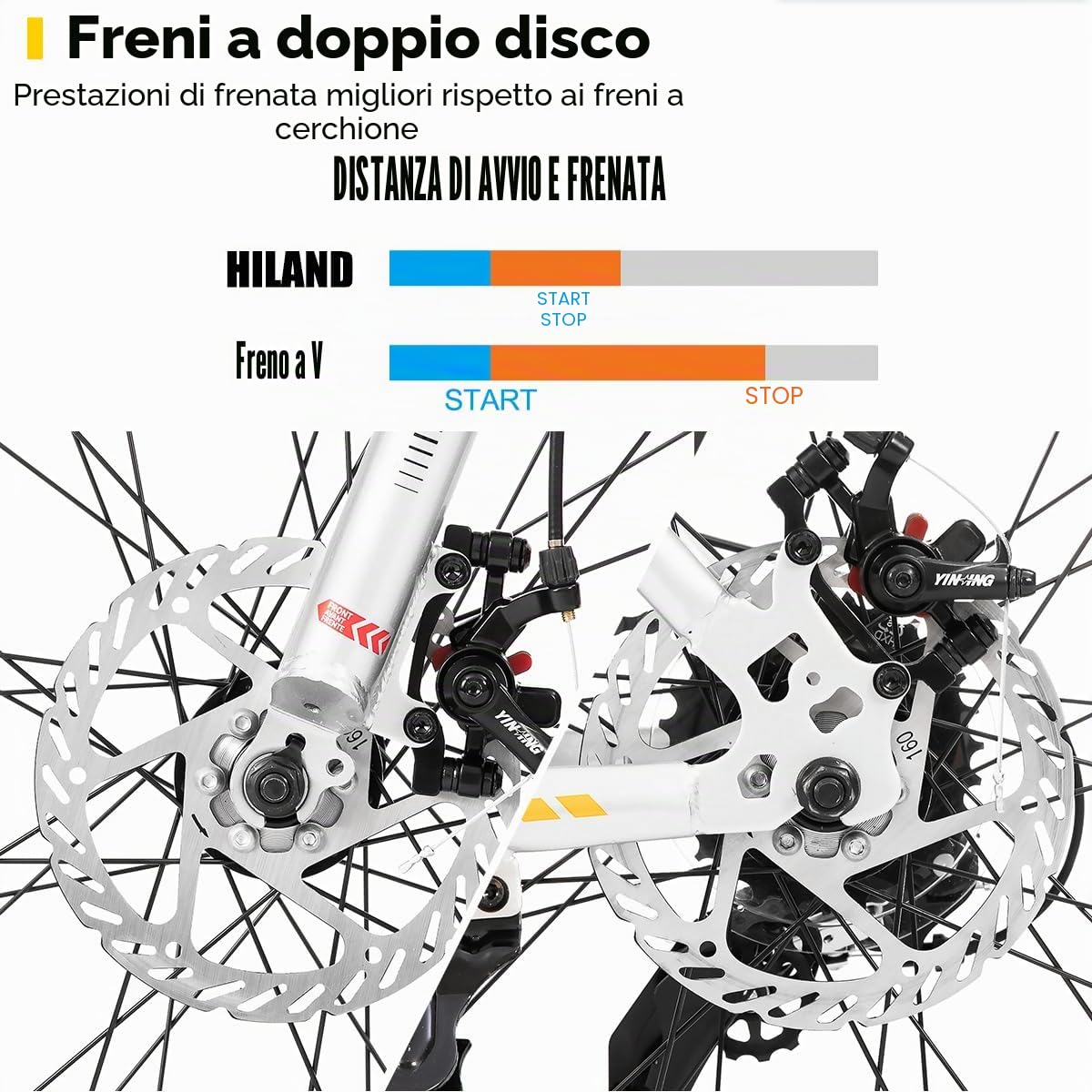 HILAND Fat Bike Bambini 24/26 Pollici, Mountain Bike 7 Velocità, Doppio Freno a Disco, per Ragazzi e Adulti, Bici per la Spiaggia e la Città, Blu/Argento/Bianco/Verde