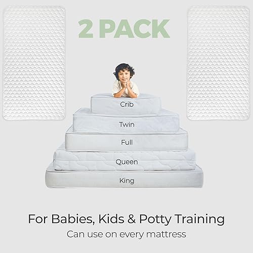 Miniatura 5 de Almohadillas de colchón para niños pequeños, paquete de 2, almohadillas de cama XL para entrenamiento de orinal para niños, almohadillas para orina