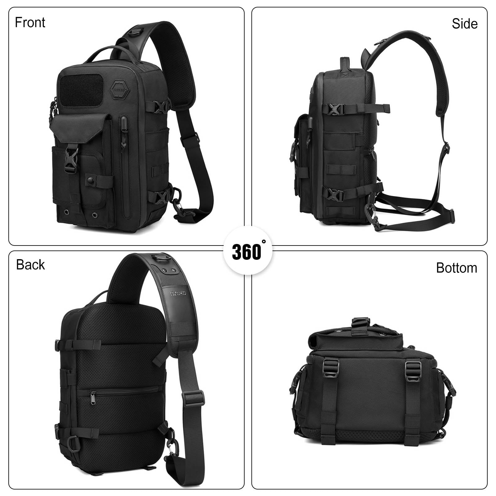 FANDARE Bolsa de Pecho Táctica Bolsa Cruzada Sling Bag Bandoleras para el Gimnasio Bolsos Bandolera Hombre Bolso Hombro Crossbody Bag Mochilas Senderismo Mochila de Viaje Azul