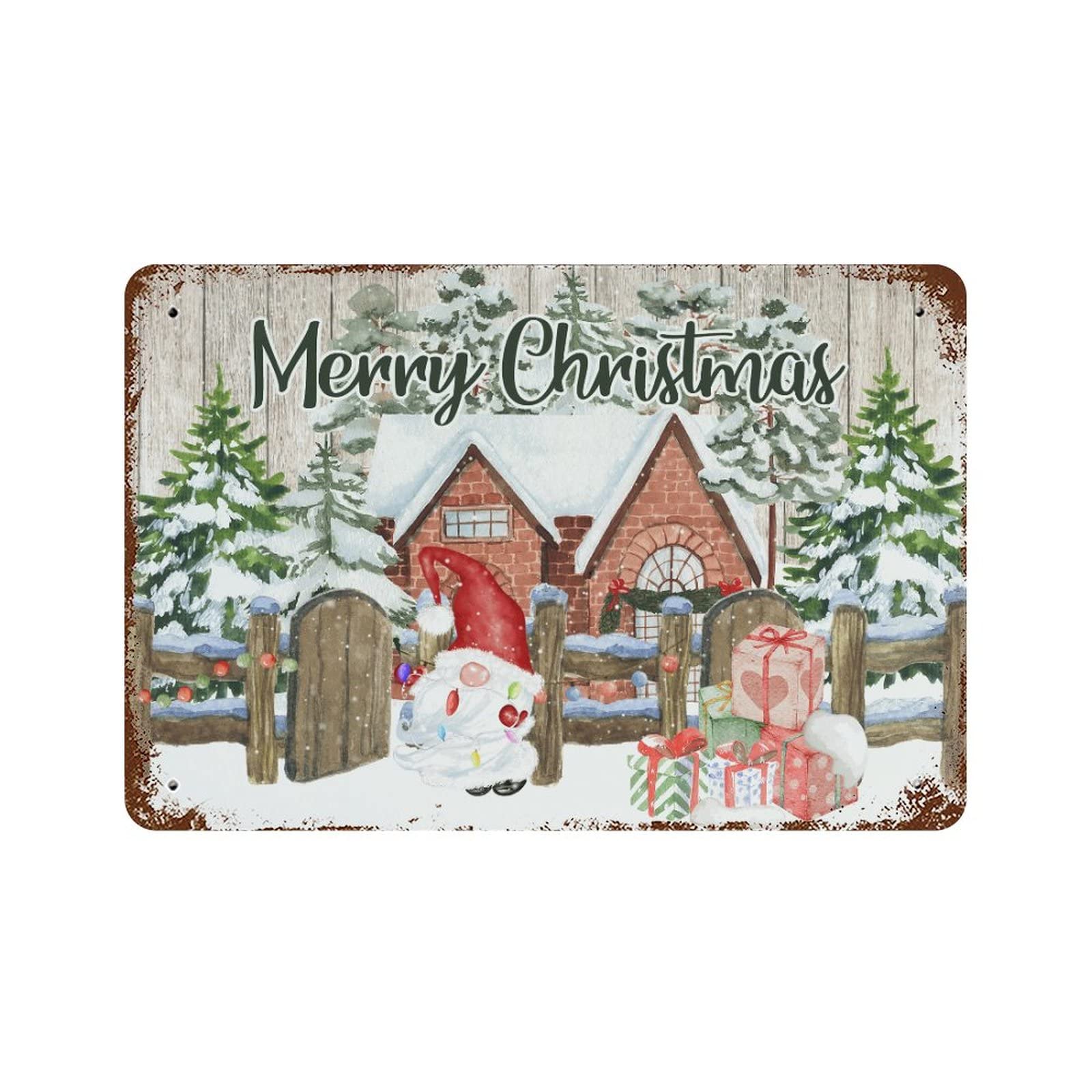 Merry Christmas Farm panneau en métal de qualité supérieure au design rétro chic