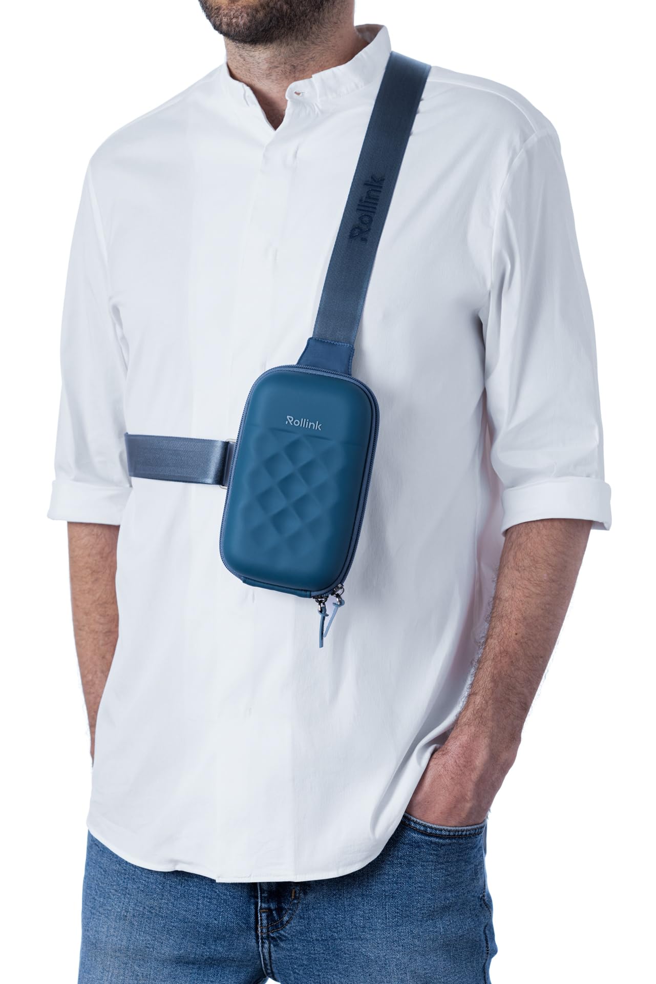 ROLLINK Mini Bag Go - Marsupio a tracolla da uomo, resistente, con guscio rigido, antifurto, resistente a tagli e tagli, impermeabile