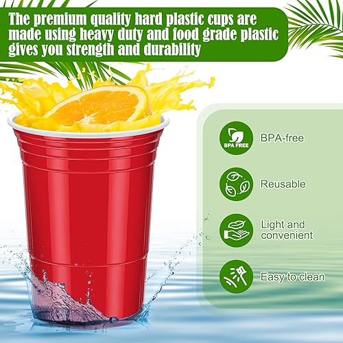 Miniatura 3 de Mifoci 400 vasos desechables de 16 onzas a granel, vasos de plástico grandes para Acción de Gracias, Navidad, bodas, bebidas, refrescos, barbacoas,