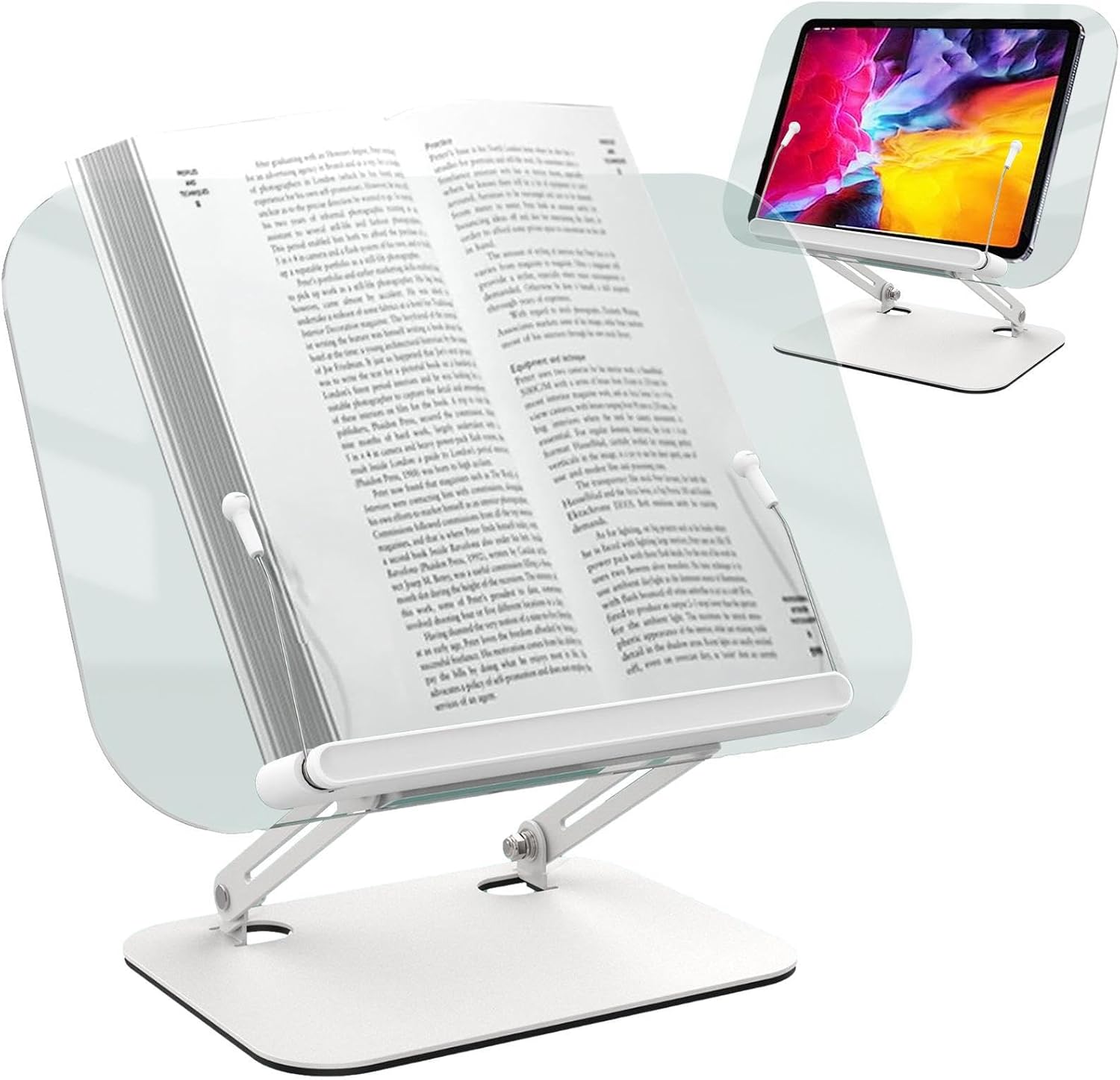 Book Stand Acrylic, Foldable Book Holder, Transparent Desk
