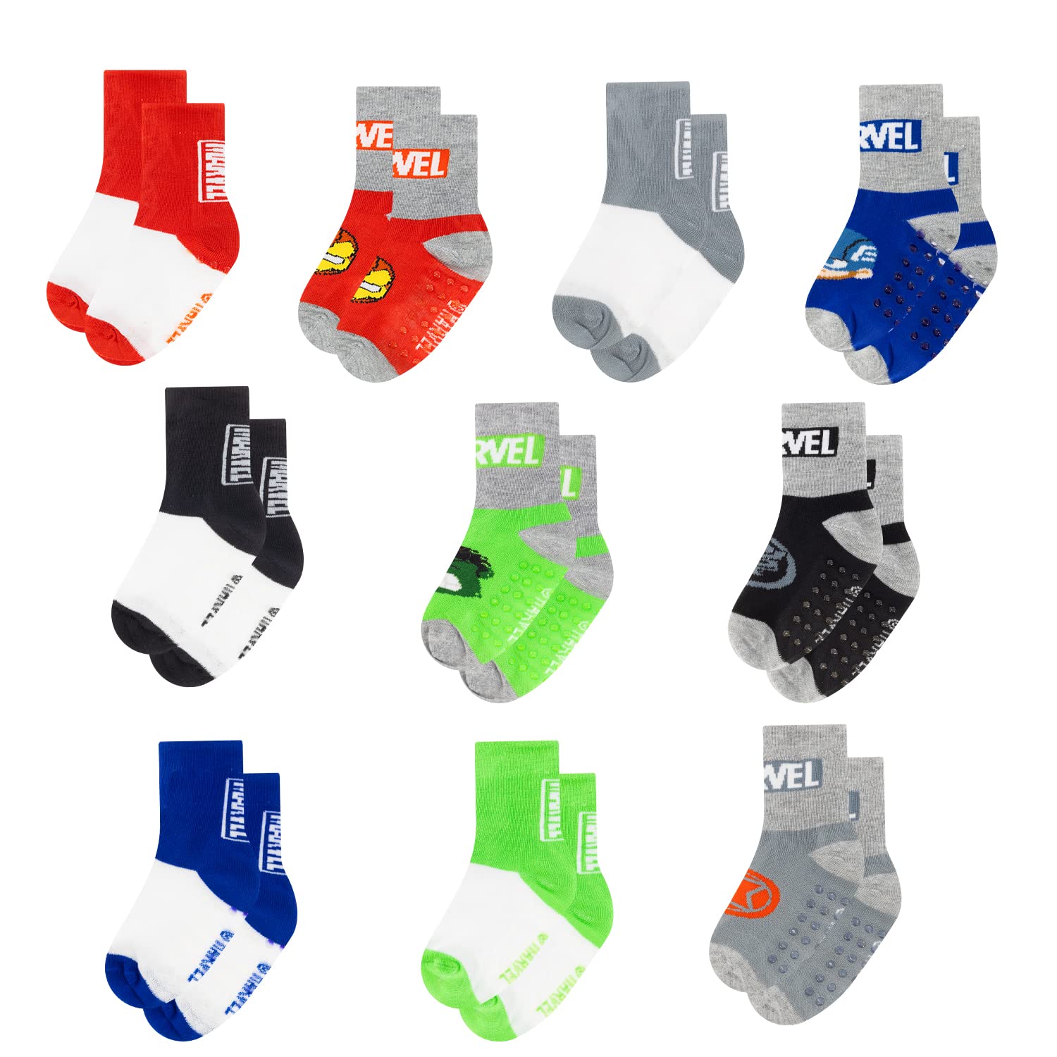 Spiderman Grip Socks, Socks for Toddler Boys, 10 Pack, Spider man Toddler Gripper Socks, Amazing Spiderman Variety Pack