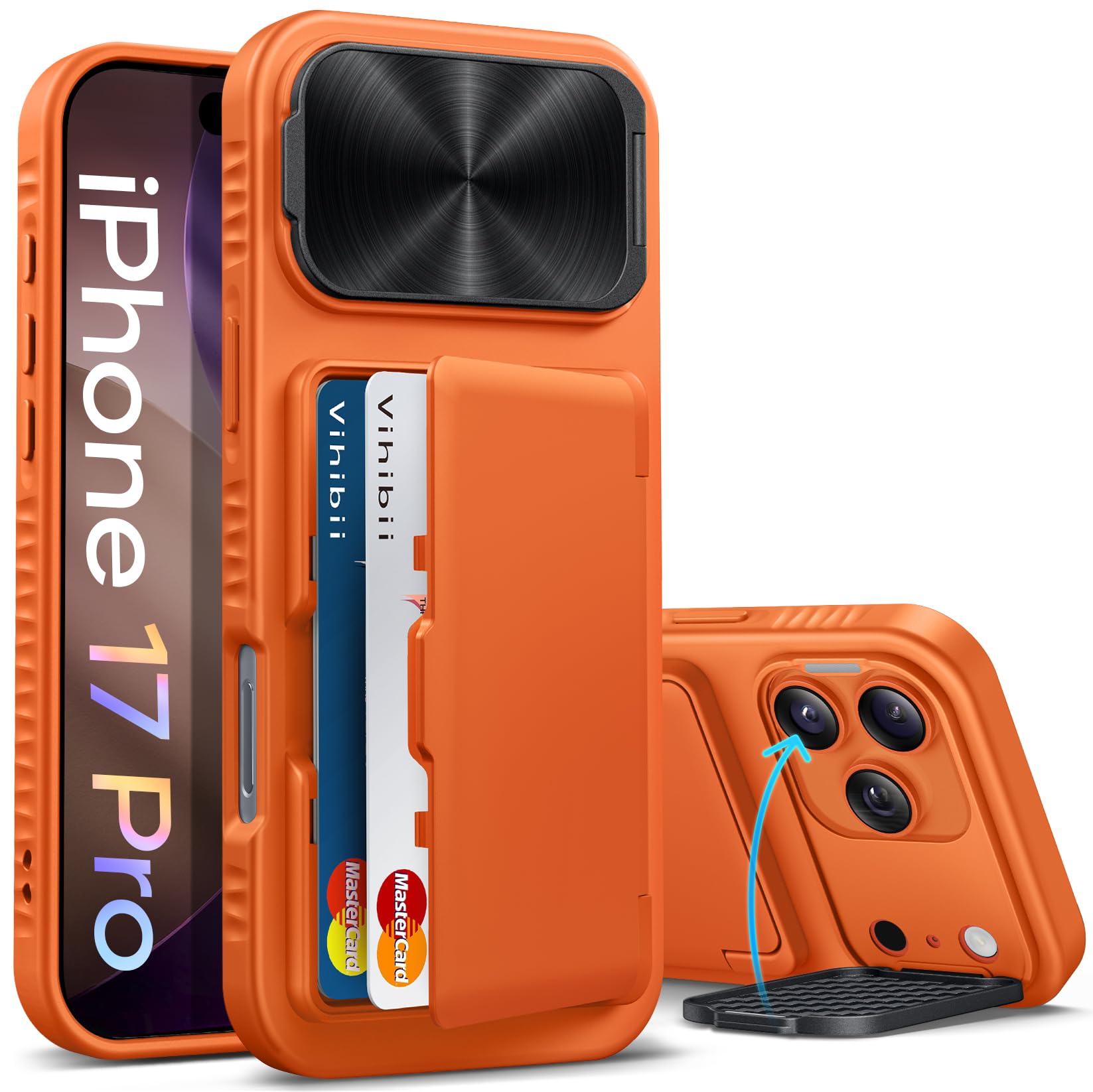 Amazon.co.jp: Vihibii iPhone 17 Pro ケース カード収納 スタンド付き