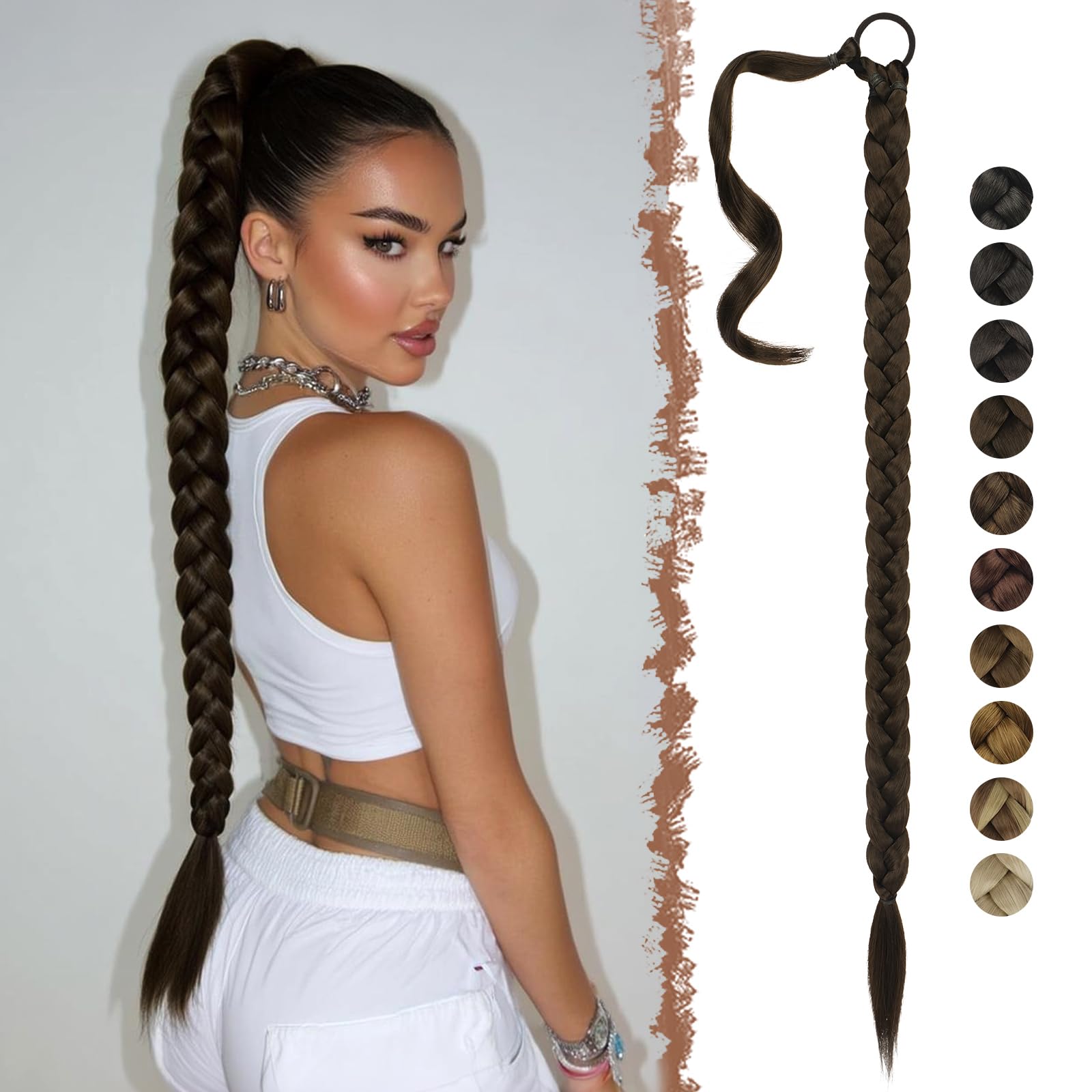 Fascia Per Capelli Donna Con 3 Trecce E Forcina, Regolabile, Colore Marrone, Accessorio Per Matrimoni, Oktoberfest, Bayern