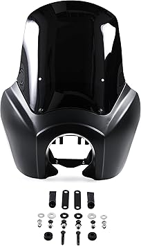 Matte Black & Dark Black Tall Fairing Windshield Club Style Kit - ABS Plastic Motorcycle Fairing for Harley-Davidson Dyna, Super Glide T Sport FXDXT, FXR