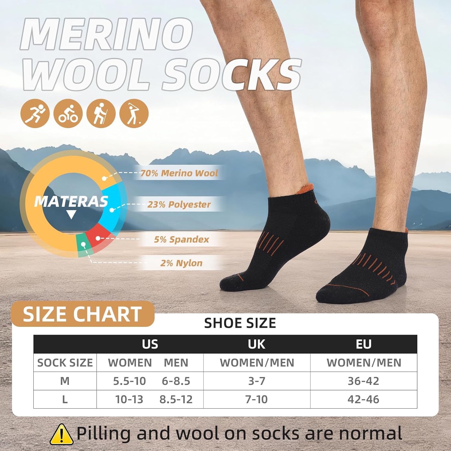 Lapulas Merino Wool Ankle Hiking Running Socks for Men Women Breathable Compression Thick Athletic No Show Socks 6 Pairs - Image 5