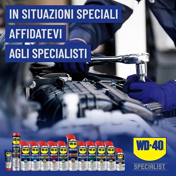 WD-40 - Specialist - Grasso Spray - Lubrificante a lunga durata - Adesione e tenuta ottimali - Elevata resistenza ad acqua, corrosione e temperature (da -20°C a +115°C) - Per tutti i metalli - 400ml - 5
