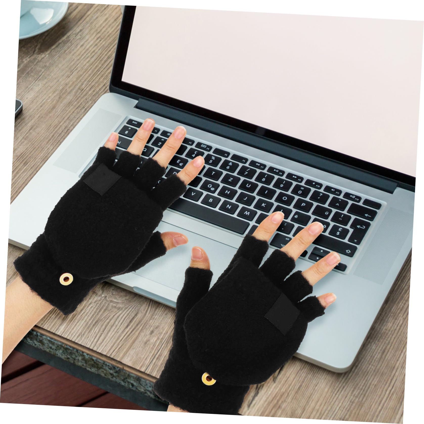 Didiseaon 3 Paia Guanti Riscaldati USB a Dita Libere Neri in Poliestere | Design Mezzo Dito e Muffola, per Scuola e Ufficio, Vestibilità Flessibile