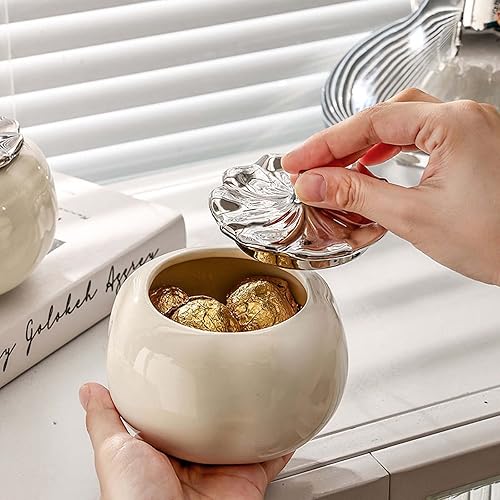 Miniatura 2 de MLAFE Tarro de cerámica con tapa, despensa blanca para encimera de cocina, tarro de almacenamiento de estilo nórdico para aperitivos, granos de