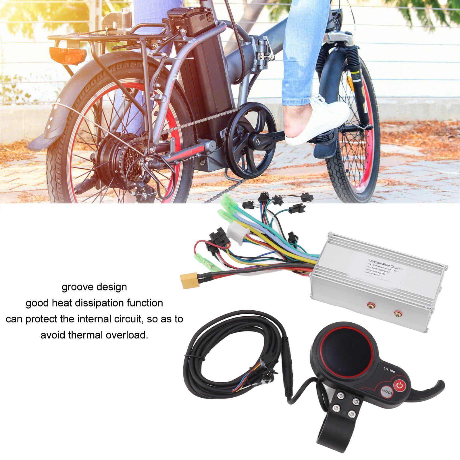 BuyWeek Kit Controller Brushless Bici Elettrica Controller Onda Sinusoidale 36V 48V 60V 1000W 38A 3 Modalità con Display LH100