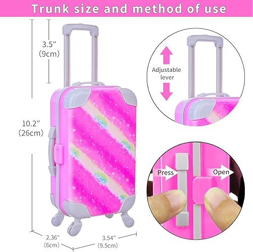 Miniatura 3 de American- Juego de ropa y accesorios para muñecas de 18 pulgadas, accesorios para muñecas de niña, incluye maleta, almohada, lentes de sol, cámara,