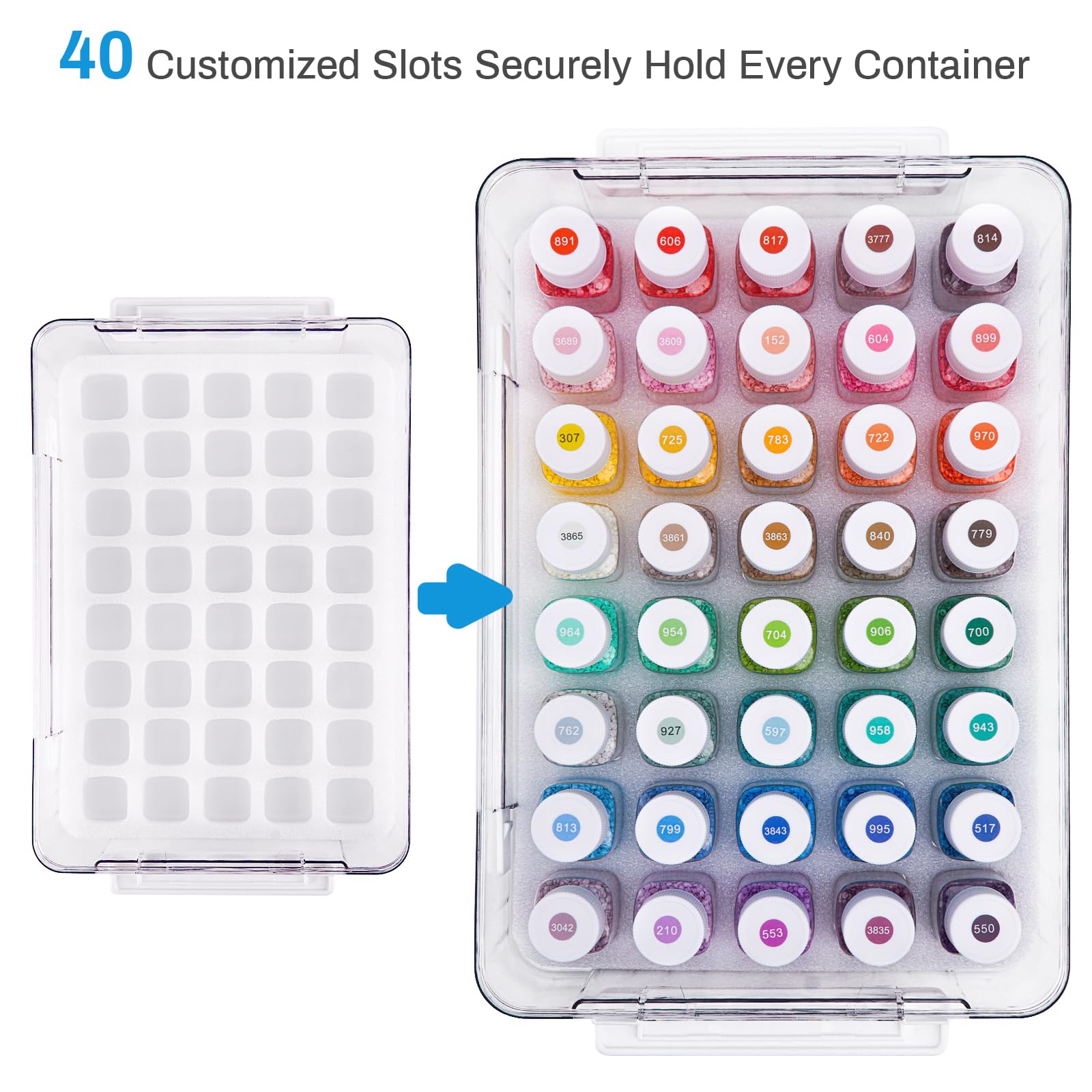 MOLEDINO 40 Slots Diamond Art Storage Containers, Diamond Painting Accessories Storage Boxes with Lids - Image 4