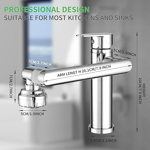 Miniatura 2 de MHX Grifo de baño de una sola manija de acero inoxidable y aleación de cobre, grifo de baño tipo ducha, rotación de 360, grifo de tocador para
