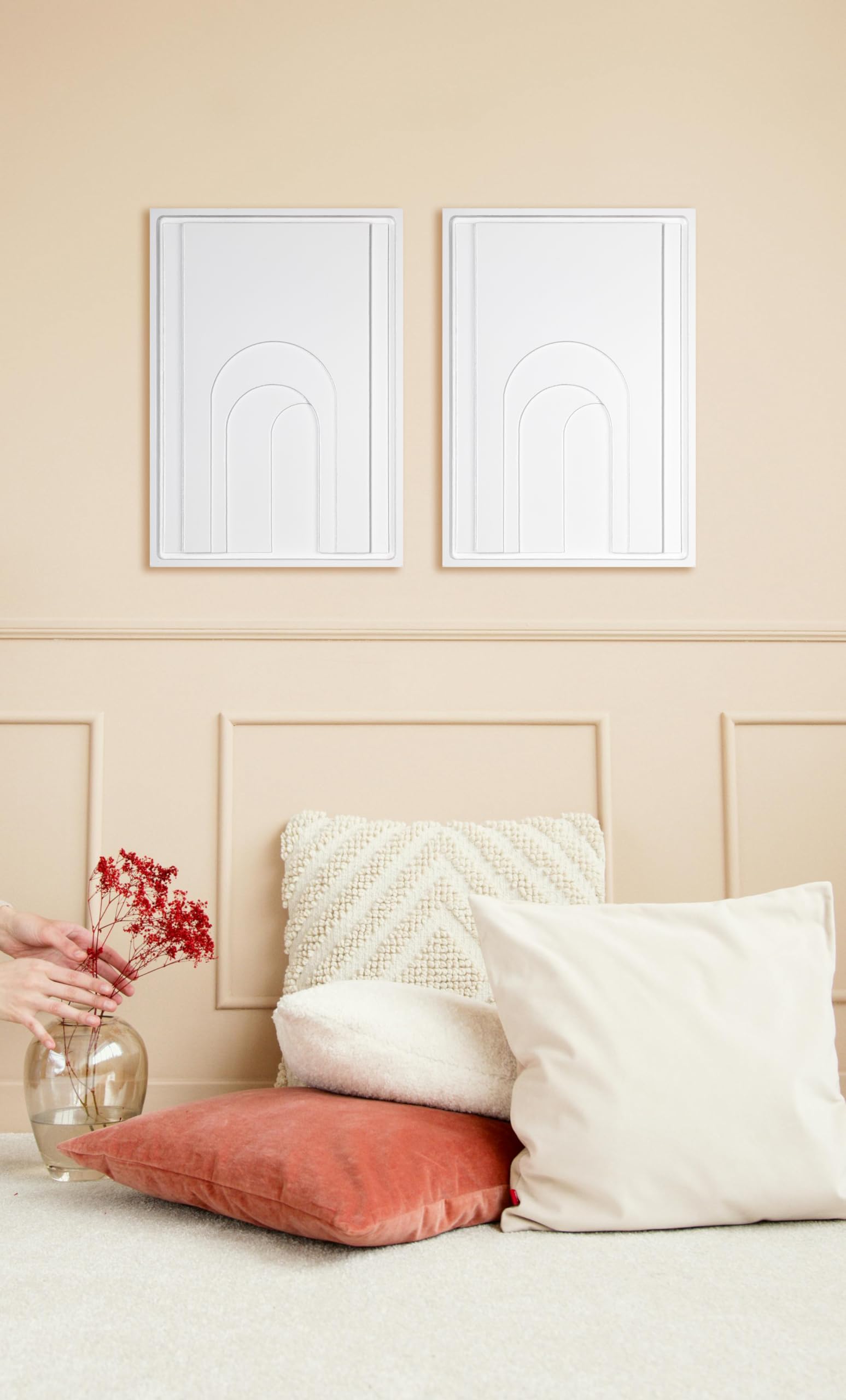 ARCHES 3D Wall Art | White, Wall Frame, Minimilastic/Decorative Wall Hanging For Home Decor, Abstract Wall Art,Elegant Wall Hanging, Wooden Wall Frame, Ready to Hang Wall Frames 1