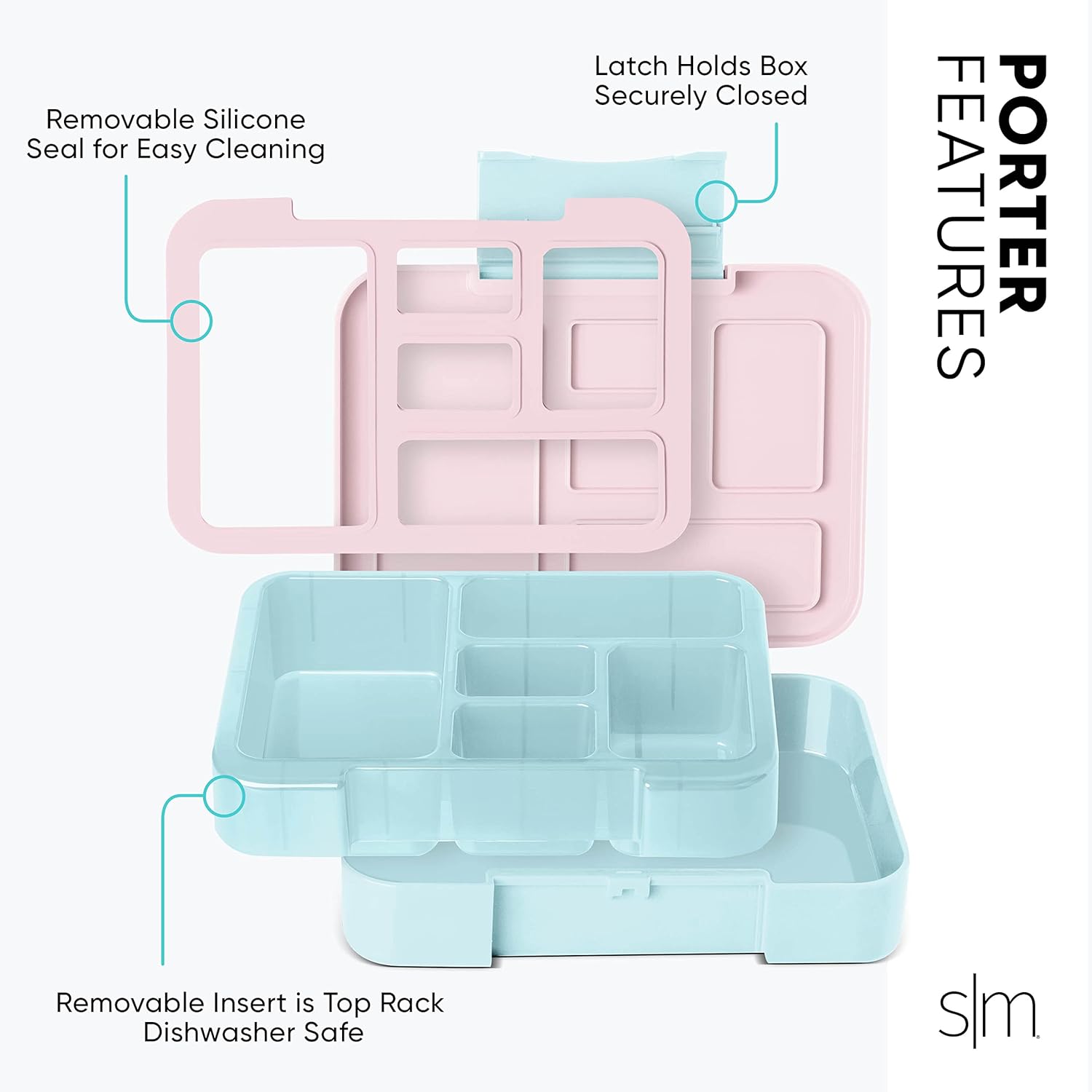 Simple Modern Disney Bento Lunch Box for Kids | BPA Free, Leakproof, Dishwasher Safe | Lunch Container for Girls, Toddlers | Porter Collection | 5 Compartments | Princess Rainbows - Image 3