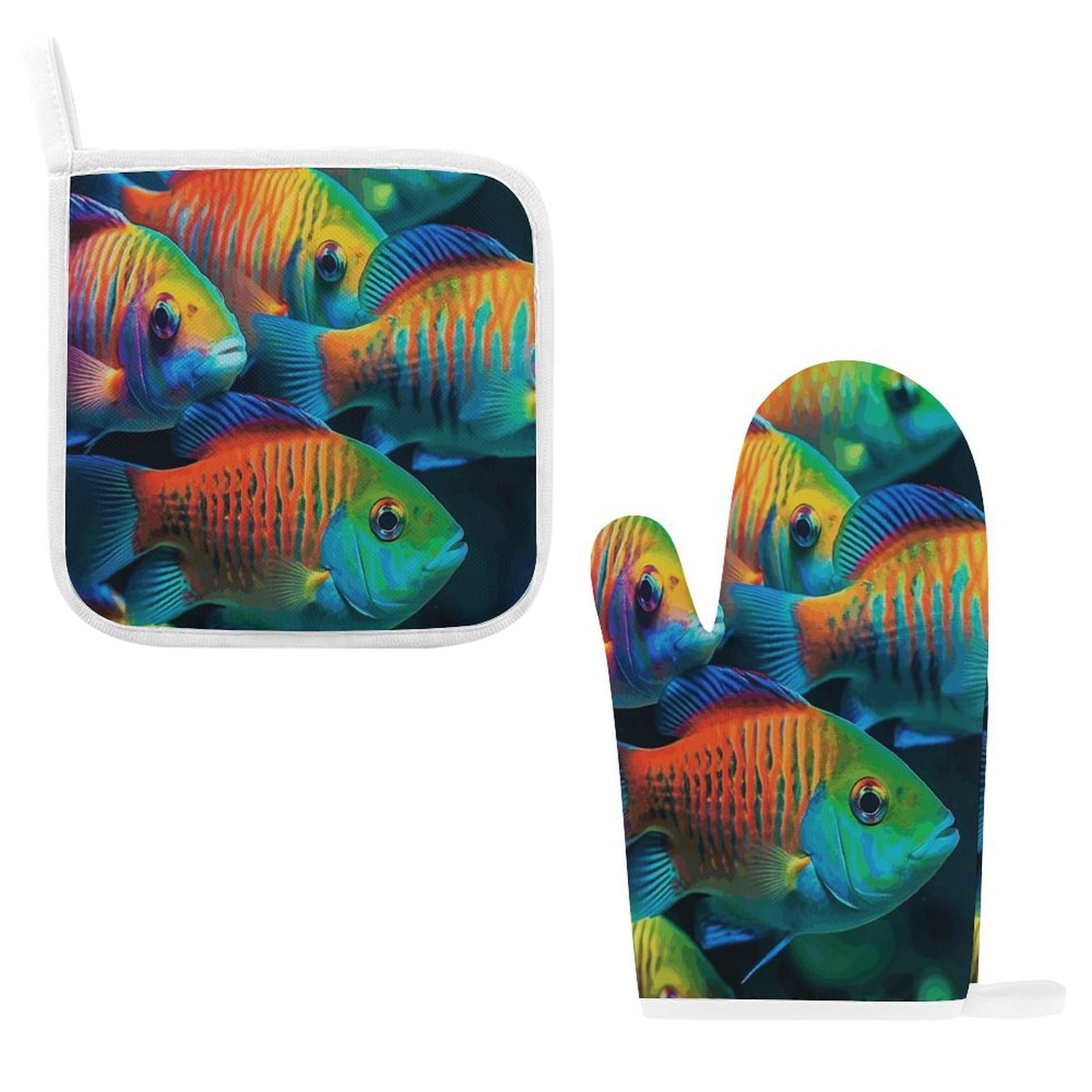 Fodpand Style Fish Swimming Together Oven Mitts And Pot Holders Sets