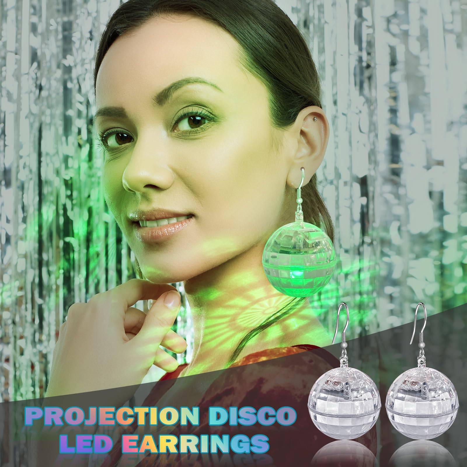Disco Ball Earrings Light Up LED Earrings Disco Ball 16 Light Modes Rechargeable Projecting Earrings For Women Party Accessories Light Up Earrings