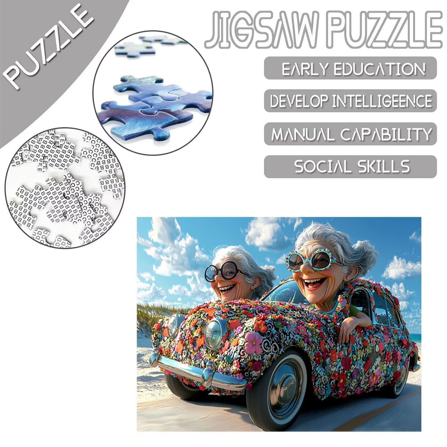 Puzzle Adulto 2000 Pezzi per auto donna vecchia| Gioco familiare e attività di gruppo per adolescenti e | Regalo Compleanno Per Bambini Dai 14 Anni | Decorazione Casa e Idea Regalo per Relax o-693