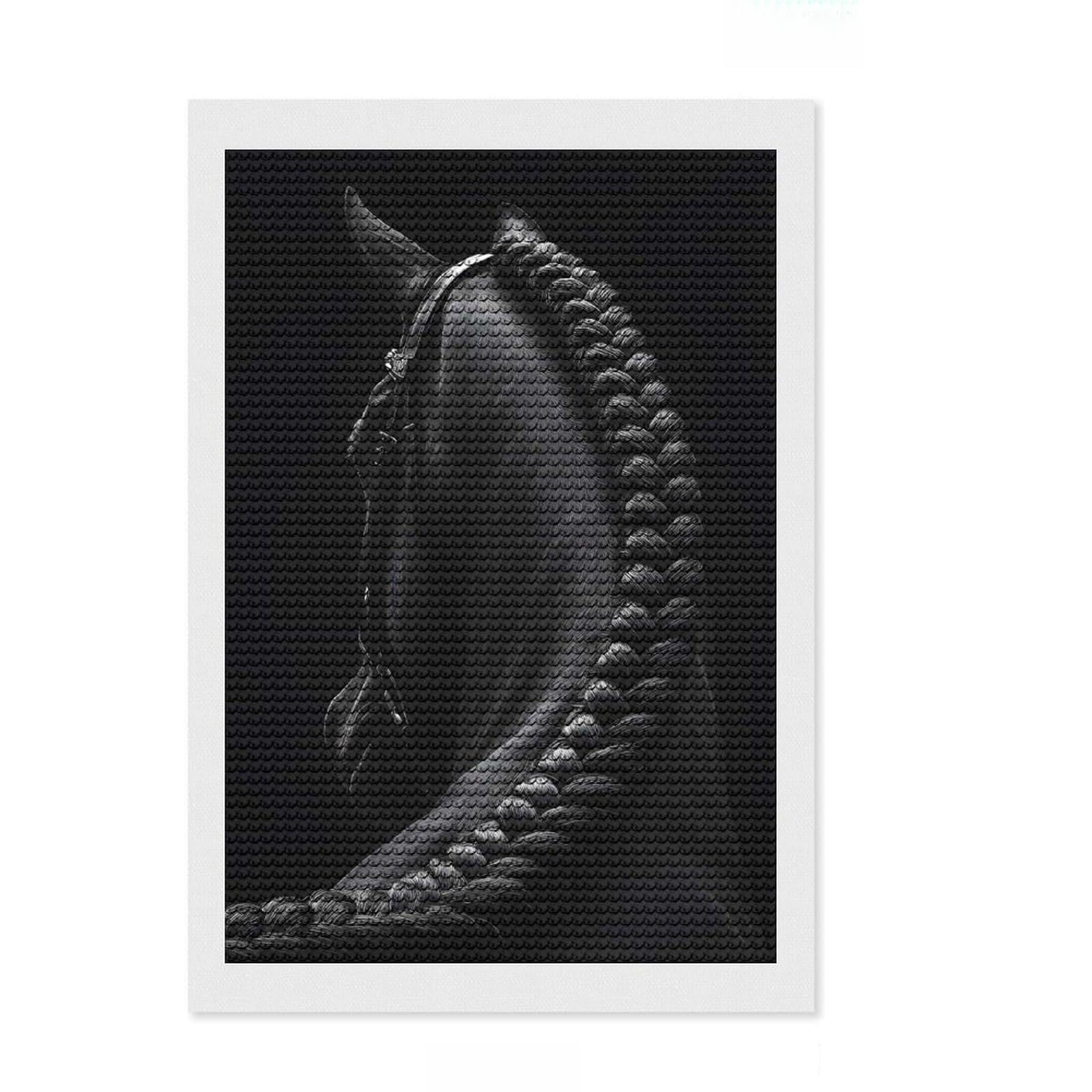 Junmoney Elegant Braided Black Horse Portrait Diamond Art Kit 8"x12", for Women, Full Kit Included, Boho Decor, Birthday Gift, Creative Leisure Activity