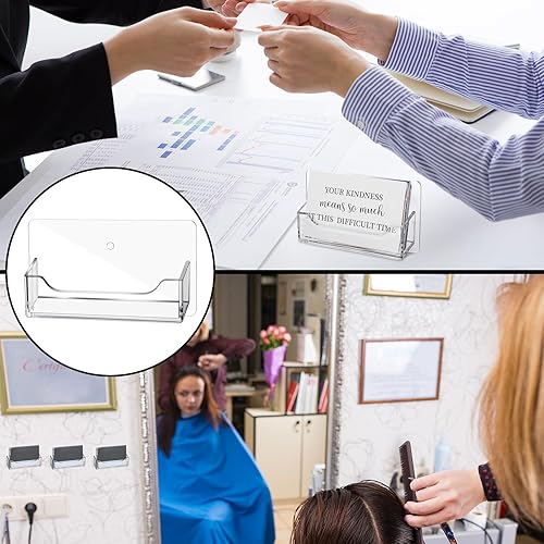 Miniatura 6 de 8 soportes para tarjetas de visita de montaje en pared, acrílico transparente, soporte para tarjetas de visita, soporte de plástico para tarjetas de