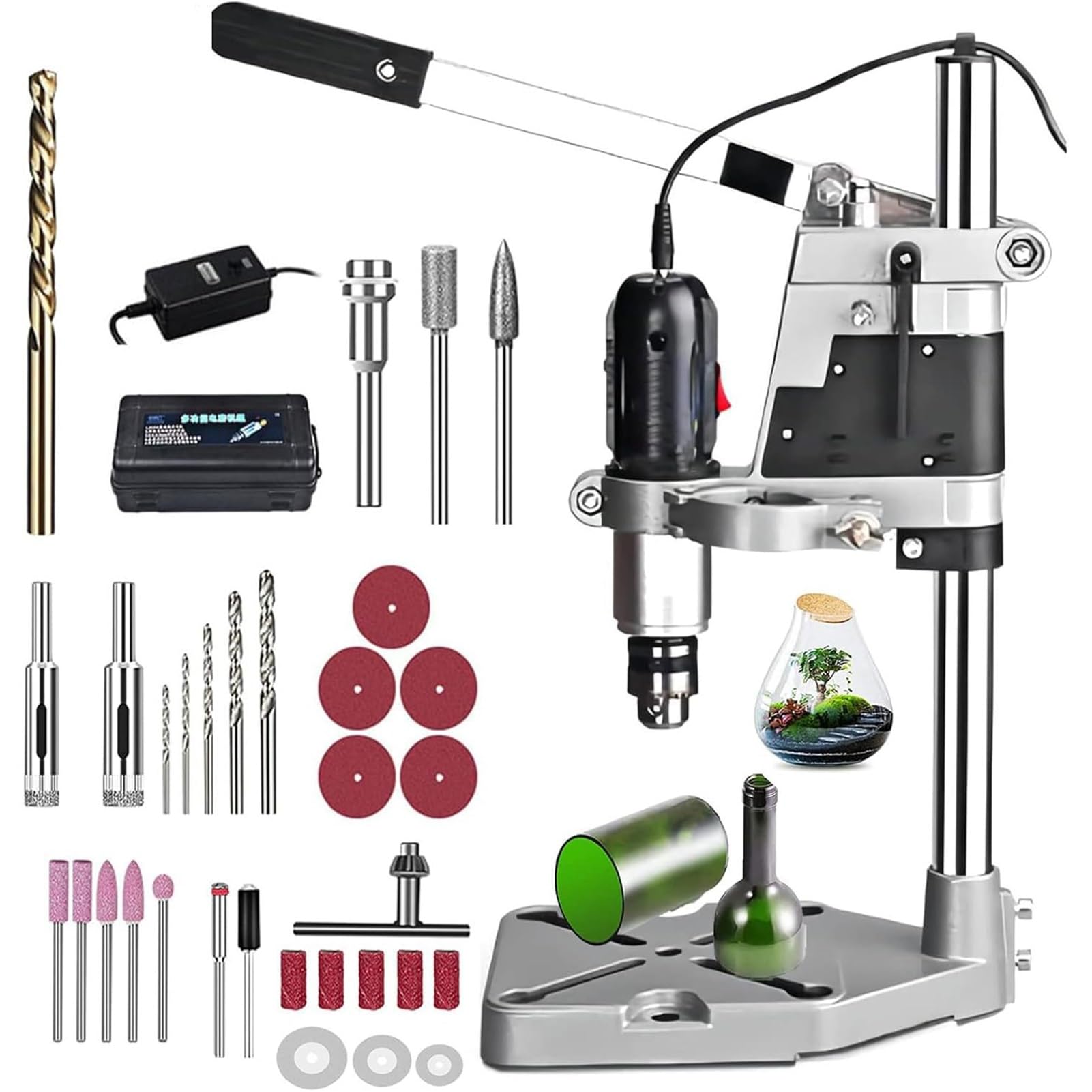 YXFAZPP Electric Glass Bottle Cutter,Complete Set of Glass Bottle Cutter,Efficient Bottle Cutter and Glass Cutter for Drilling, Sanding, Polishing