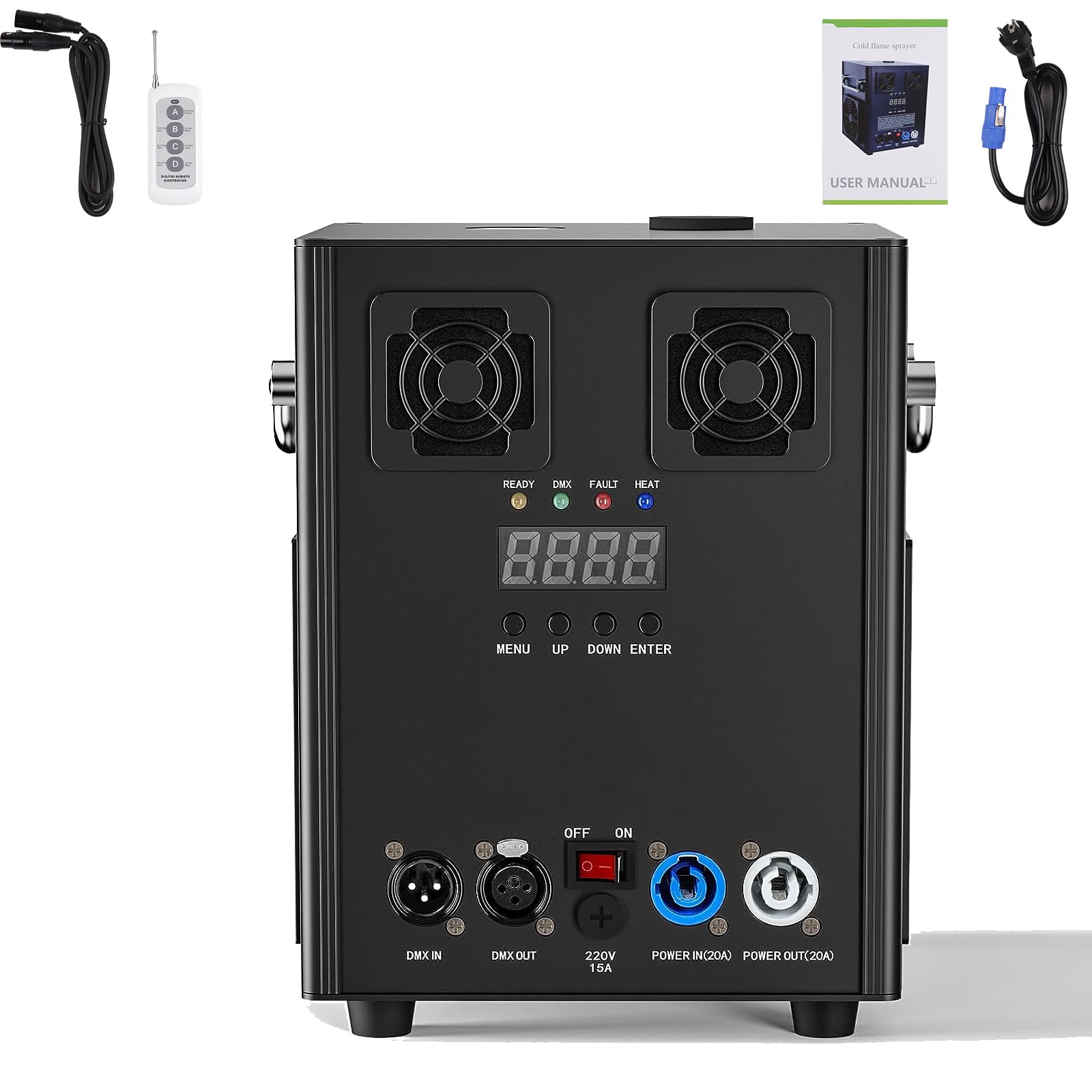 DMX Stage Fountain Sparkular Machine, 600 W negro máquina pirotecnica, efecto máquina para escenario con mando a distancia, para bares, fiestas, Halloween, Navidad, bodas, conciertos