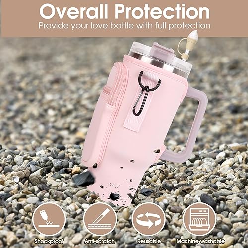 Miniatura 4 de Bolsa para botella de agua Stanley de 40 onzas, soporte para botella de agua con bolsillo para teléfono Stanley con correa ajustable, cubierta de