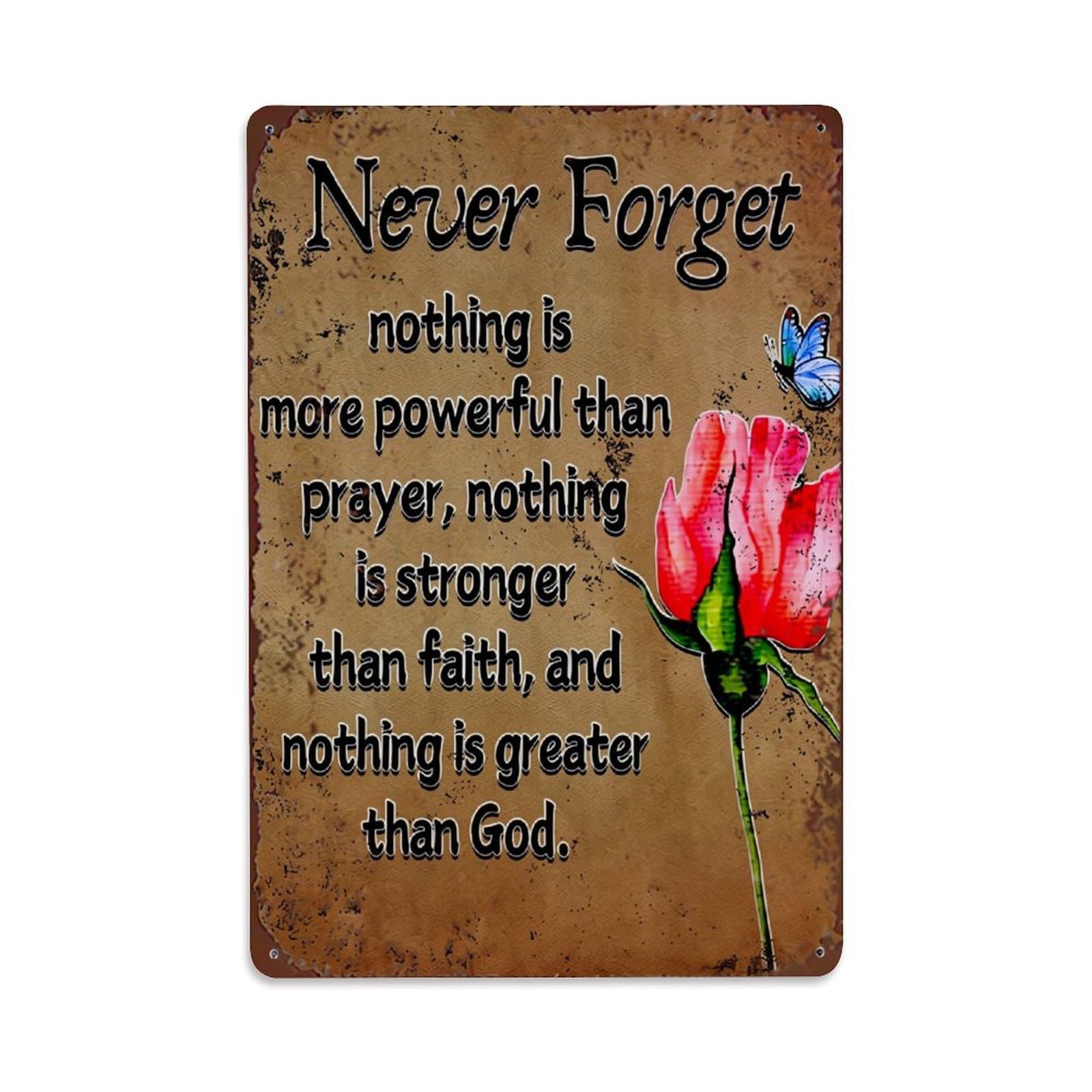 Jdfenggu Vintage Never Forget Prayer Faith God Retro Metal Tin Sign, Decor Art Poster For Bar, Home, Man Cave, Kitchen, Laundry Room Gift 8X12inch