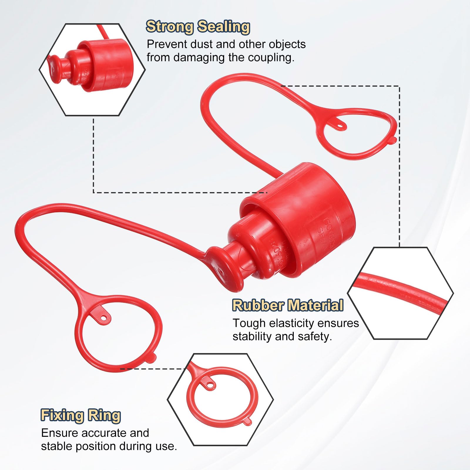 QUARKZMAN 4Sets 3/4 Bouchon Et Bouchon De Poussière ISO-16028 Rouge | Pour Tuyau Hydraulique, Bouchon De Poussière Mâle & Bouchon Femelle Couverture Coupleur D'Air À Déconnexion Rapide
