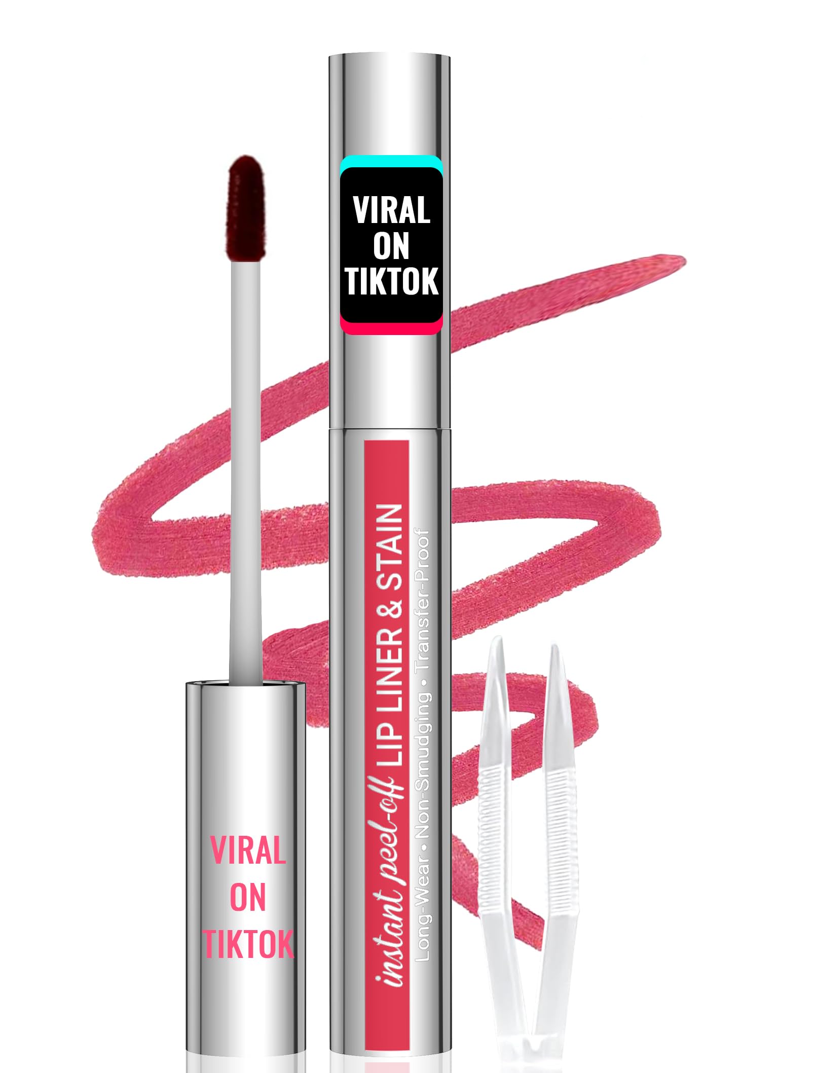 iMethod Lip Stain - Lip Liner Stain, Peel Off Lip Stain with Tweezer, Natural Long Lasting, Waterproof, Easy to Use, Stay On All Day, Rose