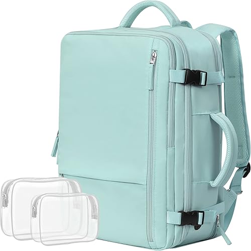 Getravel Mochila de mano aprobada por aerolíneas, mochila de viaje para hombres y mujeres, Azul claro-verde, Mochilas de viaje