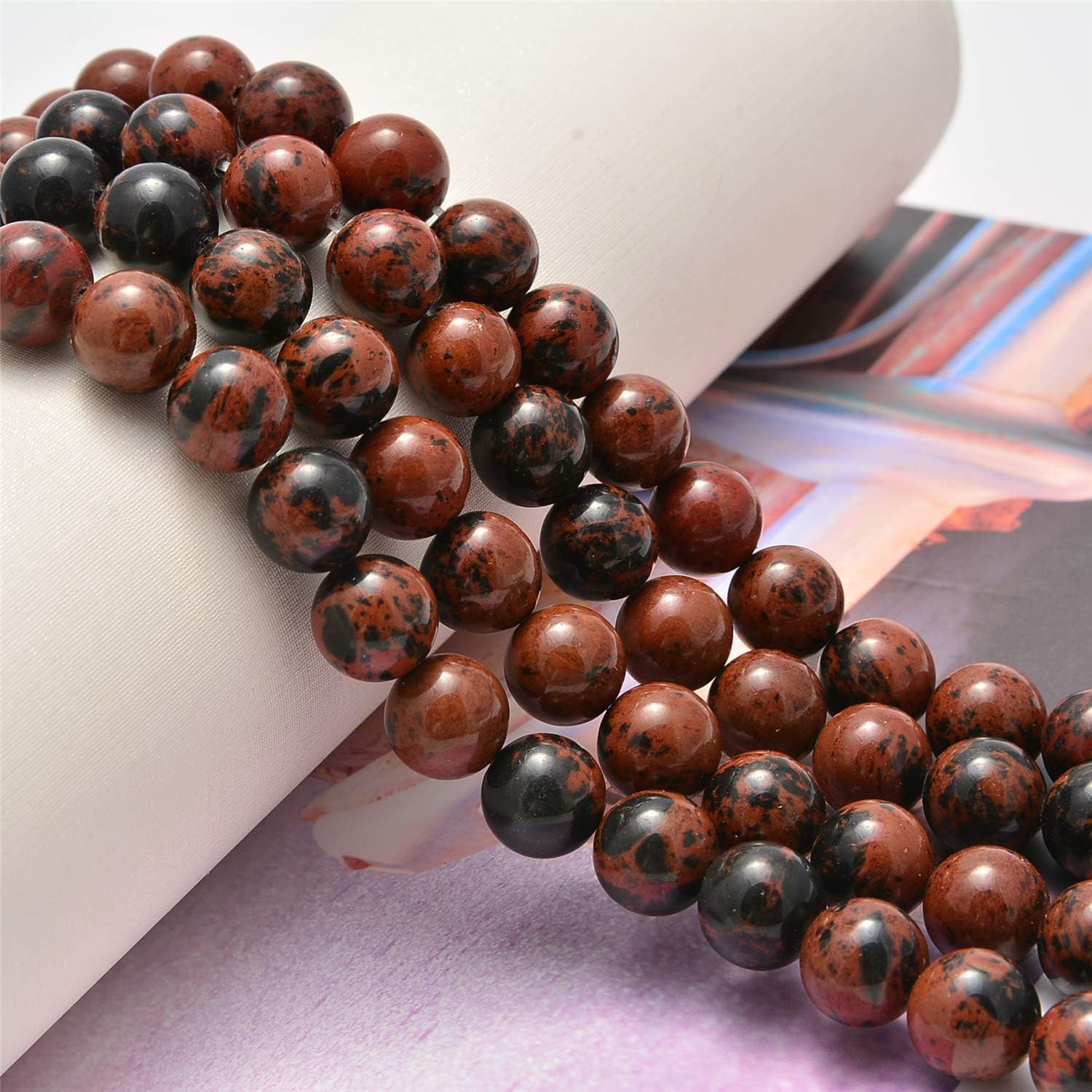 NCB 200pcs 4mm Mahogany Obsidian Loose Beads for Jewelry Making, Natural Semi Precious Beads Round Smooth Gemstones Spacer Beads Charms for Necklaces Bracelets (Mahogany Obsidian, 4mm 200Beads) 4mm 200Beads Mahogany Obsidian